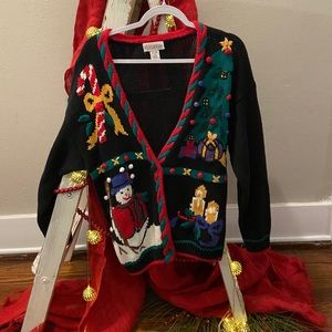 Detailed Christmas button up sweater